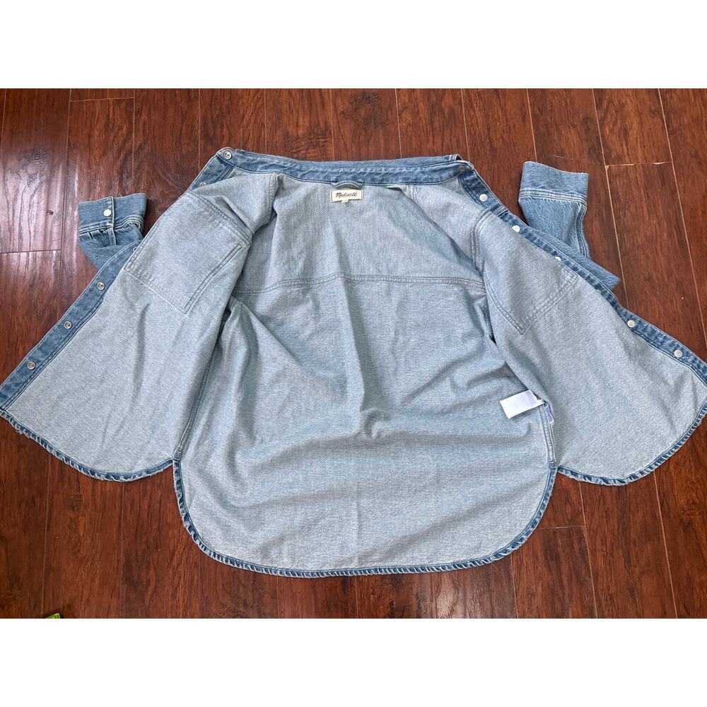Madewell Denim Boxy Shirt Jacket Maspeth Wash Size Large NU401 - Picture 8 of 13